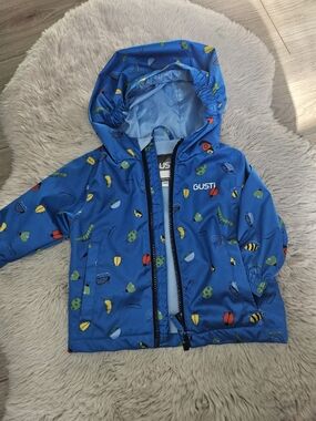 💫Gusti Toddler Boys Blue Bug Print Fleece-Lined Rain Jacket 🧥🐝